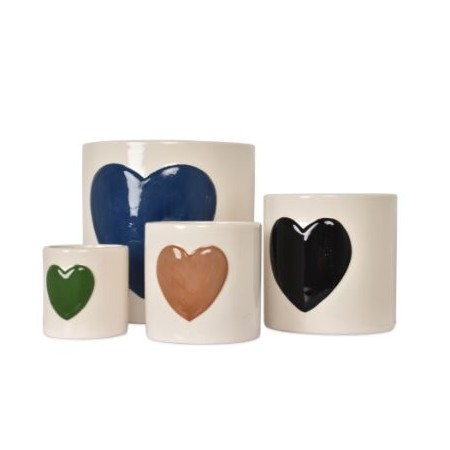Set de 4 pots Coeurs multicolore céramique