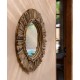 Grand miroir ethnique rond en bois flotté 60cm