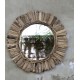 Grand miroir ethnique rond en bois flotté 60cm