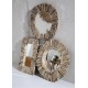 Grand miroir ethnique rond en bois flotté 60cm