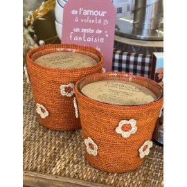 Bougie Raphia fleur Orange éco-responsable 400g