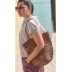 Panier été raphia bicolore porté épaule