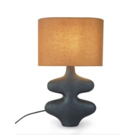 Lampe couleur noire et raphia gansé noir