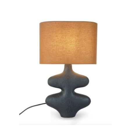 Lampe couleur noire et raphia gansé noir