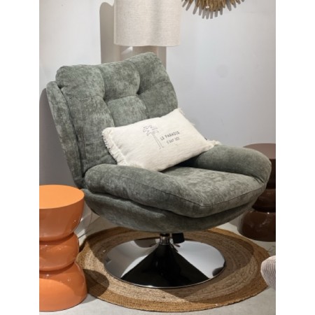 Fauteuil pivotant velours vert