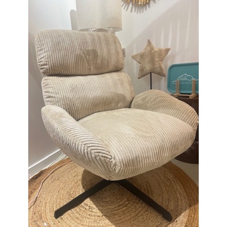 Fauteuil Nicolas velours cotelé pivotant