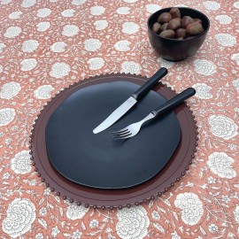 Nappe fleurie blockprint 160x160com ou 160x250cm