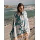 Fouta de plage doublé éponge Colombe Bleu