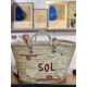 Panier osier brodé fil de laine El sol rose MARADJI