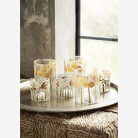 Photophore en verre et feuillage naturel