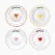 Set de 4 assiettes dessert amour cœur D19cm