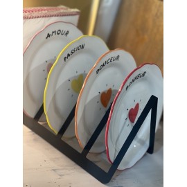 Set de 4 assiettes dessert amour cœur D19cm