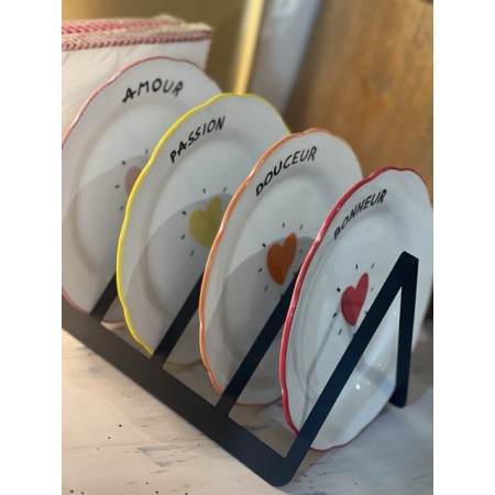 Set de 4 assiettes dessert amour cœur D19cm