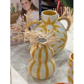 Vase raphia et rayures