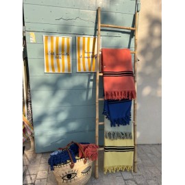 Drap de bain éponge et coton frangé