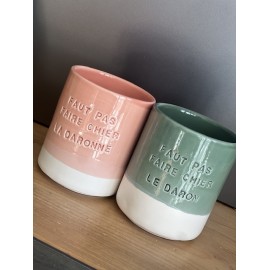 Mugs céramique émaillée Faut pas faire chier la.. Daronne ou Daron - création artisanale