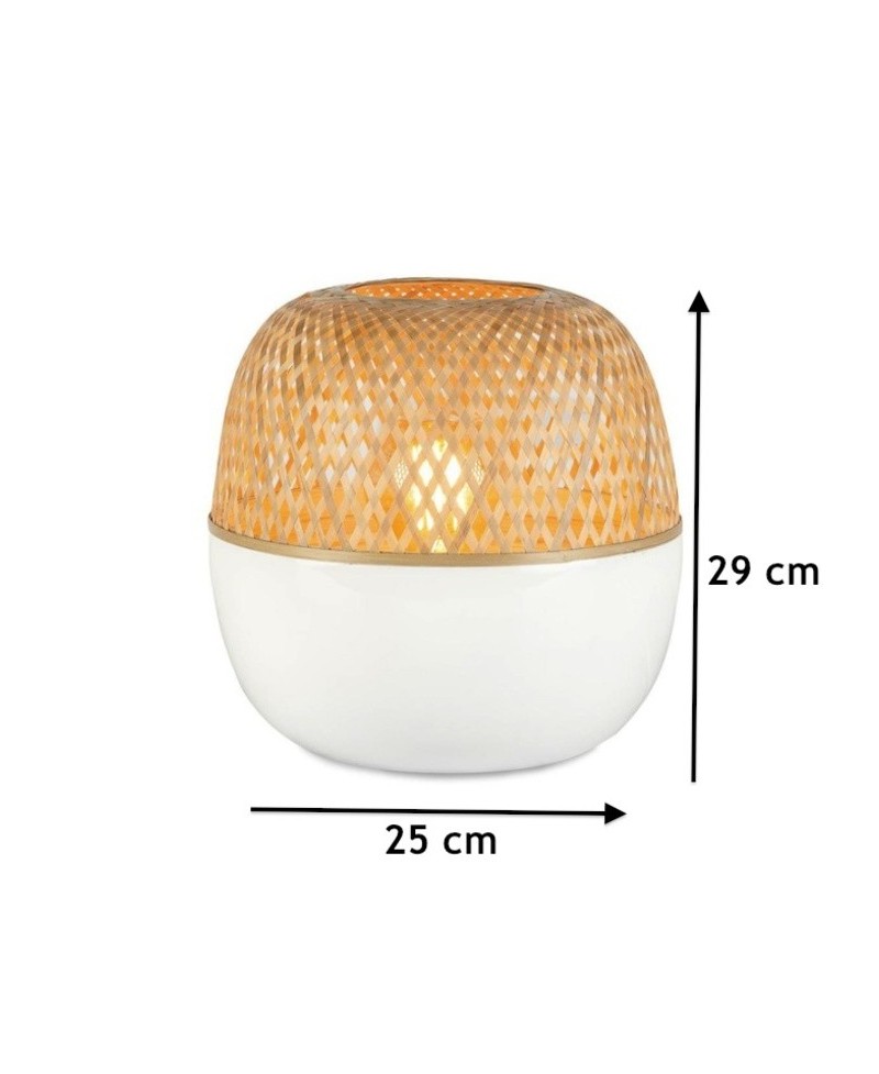 À En RondeNaturel Et Bambou Blanc Lampe Poser WEdBerxoQC