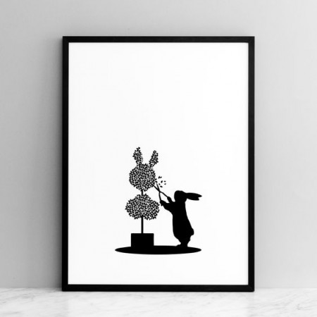 Affiche Sérigraphie Lapin HAM Jardinier