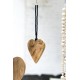 Mini Coeur décoratif à suspendre Teck & Chaîne Mala Noire