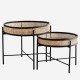 Tables Basses Gigognes rondes cannage naturel et noir