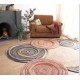 Tapis rond en jute naturel et noir et 