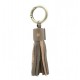 Porte Clef pompon cuir et paillettes GRIS
