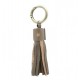 Porte Clef pompon cuir et paillettes GRIS