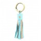 Porte Clef pompon cuir et paillettes TURQUOISE