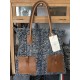 Maxi Sac cabas Ethnique Cuir & Coton TWEED MARINE