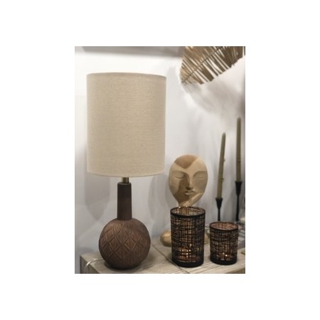 Lampe de salon jute & lin Noir Naturel - Madam Stoltz