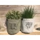 Caches pots Gris vert Culture Vegan et Blanc Jardin Secret