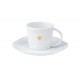 Tasse porcelaine blanche coeur doré et soucoupe