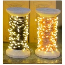 Guirlande Bobine bois et fil OR 60Leds