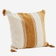 Coussin velours frangé moutarde