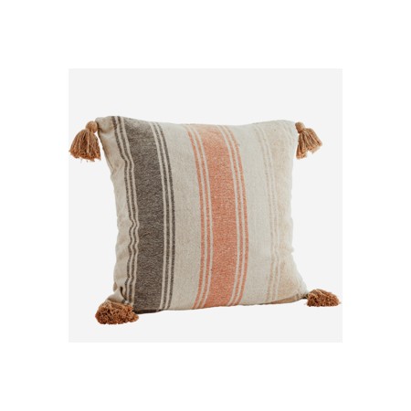 Coussin velours frangé moutarde