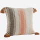 Coussin velours frangé moutarde