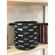 POT MARIE PAPIER MACHE NOIR RAYURE 