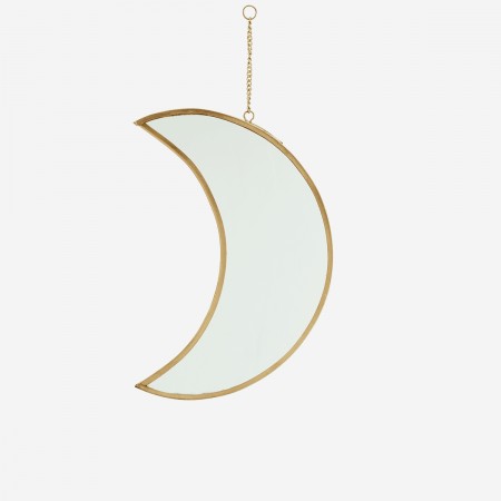 Miroir Lune suspendu bordure en laiton