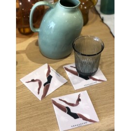 Lot de 6 Sous verre Podevache carré Imprimés Motifs été