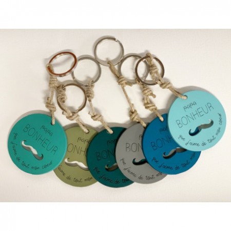 Porte clef Disque couleurs Papa Bonheur