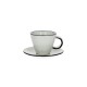 Tasse à café & soucoupe porcelaine blanche liseré noir