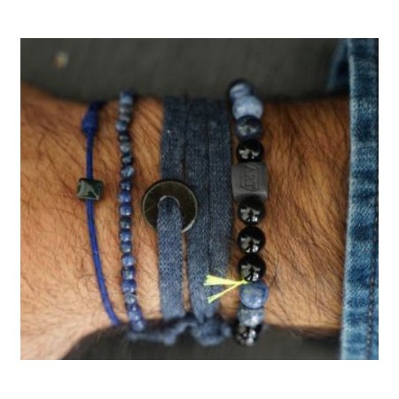 Bracelet Bayong perles bois et bleu - Margote Ceramiste