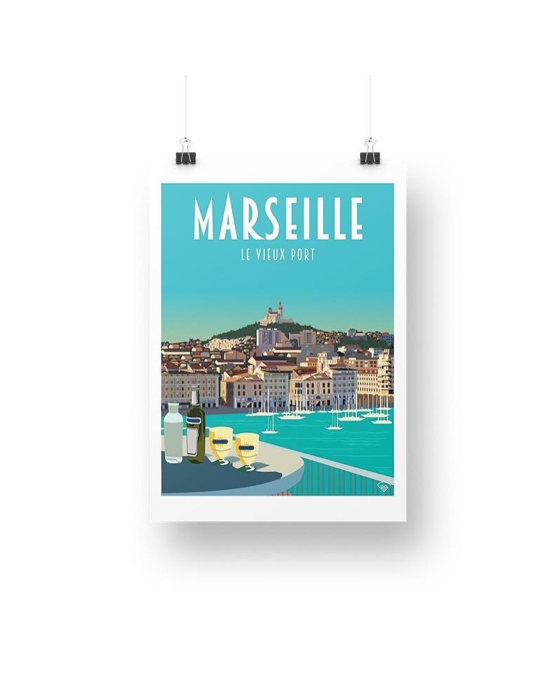 Affiche murale Toulon Les Plages du Mourillon 30X40cm Marcel