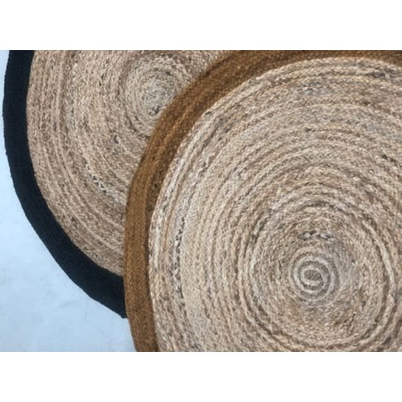 Tapis rond en jute noir et naturel 100cm 