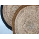 Tapis rond en jute naturel et noir et 