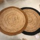 Tapis rond en jute noir et naturel 100cm 