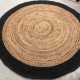 Tapis rond en jute naturel et noir et 