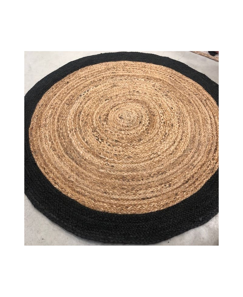 Tapis rond jute tressé ajouré Nordal noir