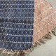 Tapis rectangle jute frangé bleu et nude
