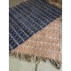 Tapis rectangle jute frangé bleu et nude